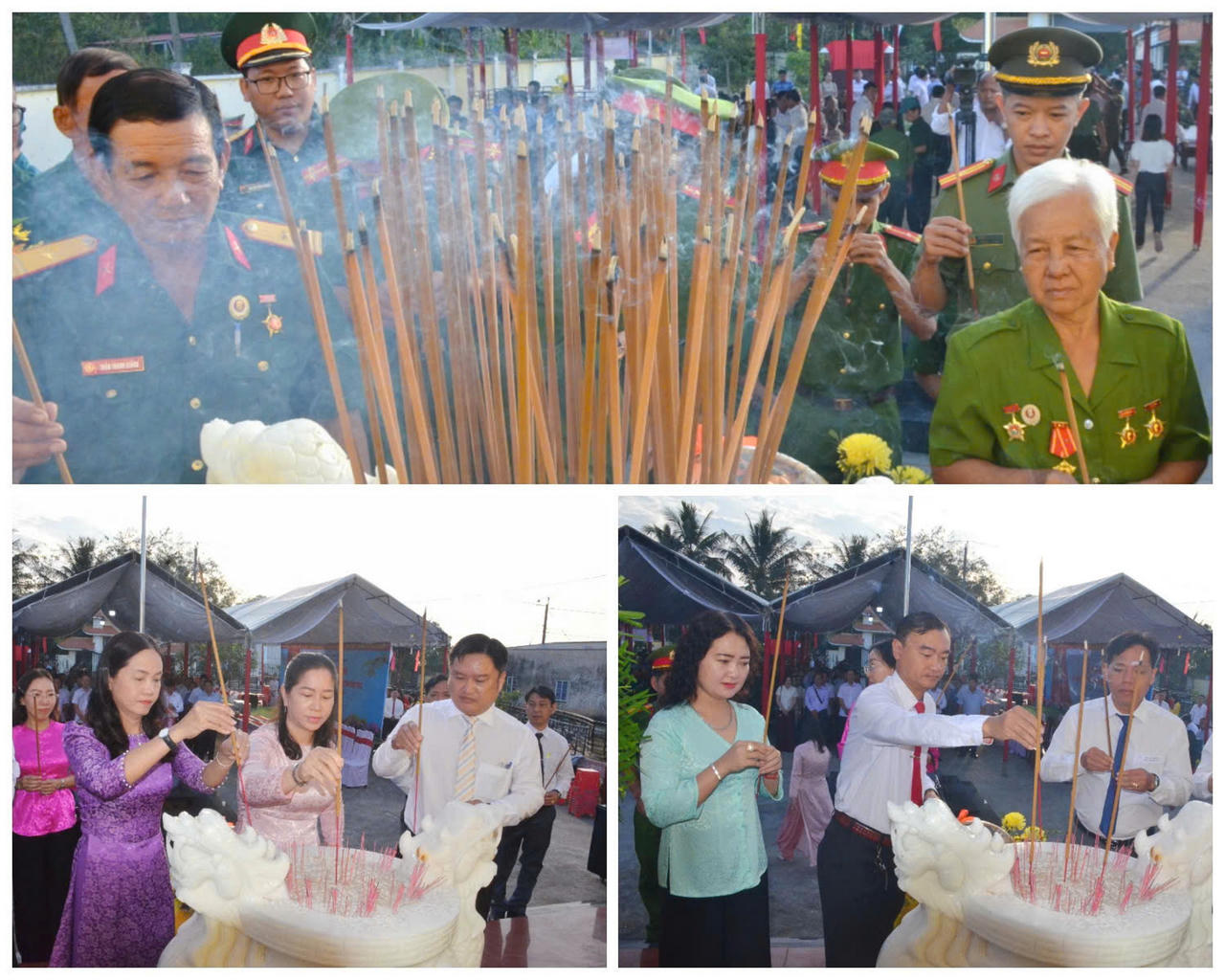 Các đại biểu dâng hương tưởng niệm, tri ân các Anh hùng liệt sĩ tại Khu căn cứ Đôn Bơ - Cựa Gà, bày tỏ lòng biết ơn sâu sắc đối với những người đã anh dũng hy sinh vì độc lập, tự do của Tổ quốc.