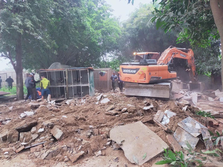 Hà Nội cưỡng chế 7 bãi cát, sỏi không phép ven sông Hồng tại phường Thượng Cát