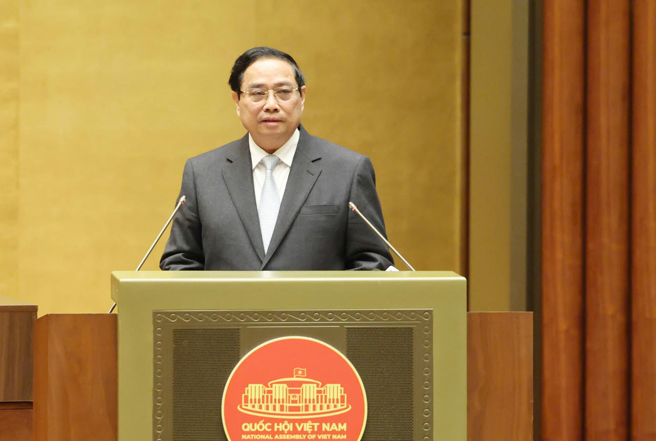 Thủ tướng Phạm Minh Chính phân tích 12 nội dung cốt lõi của chương trình hành động. Ảnh: Vân Anh