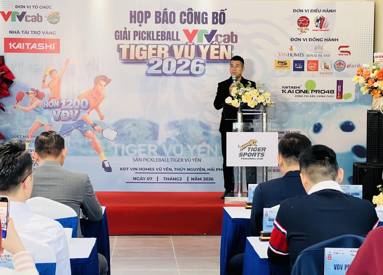 Ông Hoàng Ngọc Cường - Tổng Thư ký giải đấu chia sẻ các thông tin về Giải đấu Pickleball VTVcab Tiger Vũ Yên 2026.