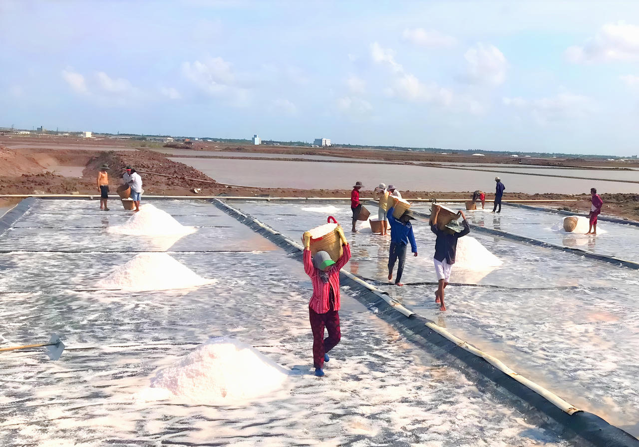 Xã Long Điền có 457,27 ha sản xuất muối với 402 hộ tham gia, sản lượng đạt 15.425,2 tấn; mô hình muối trải bạt cho năng suất 63,5 tấn/ha, nâng cao giá trị hạt muối truyền thống.