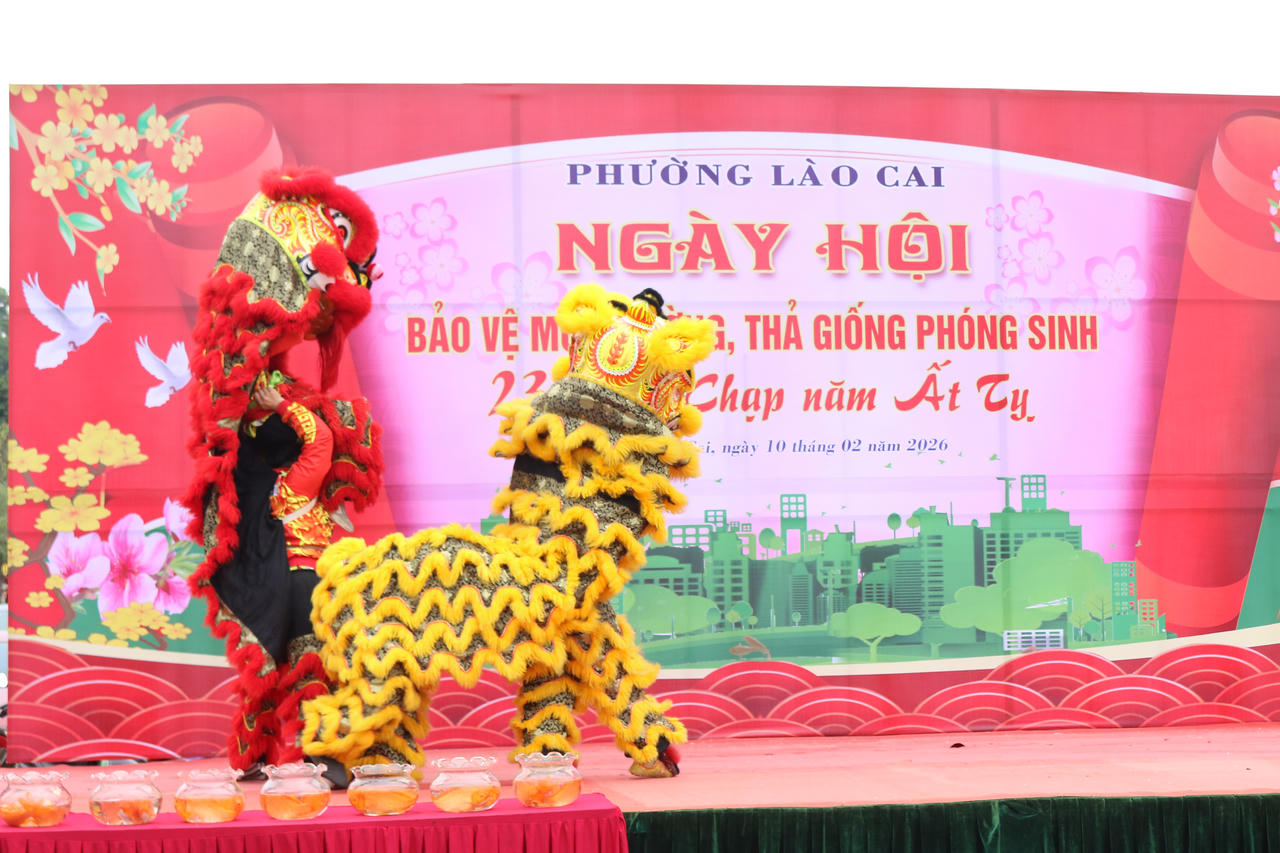 Phường Lào Cai tổ chức Ngày hội bảo vệ môi trường, thả cá phóng sinh dịp 23 tháng Chạp