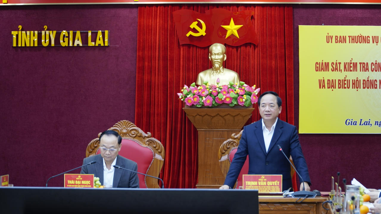 Ông Trịnh Văn Quyết, Ủy viên Bộ Chính trị, Bí thư Trung ương Đảng, Trưởng Ban Tuyên giáo và Dân vận Trung ương phát biểu chỉ đạo tại buổi làm việc.