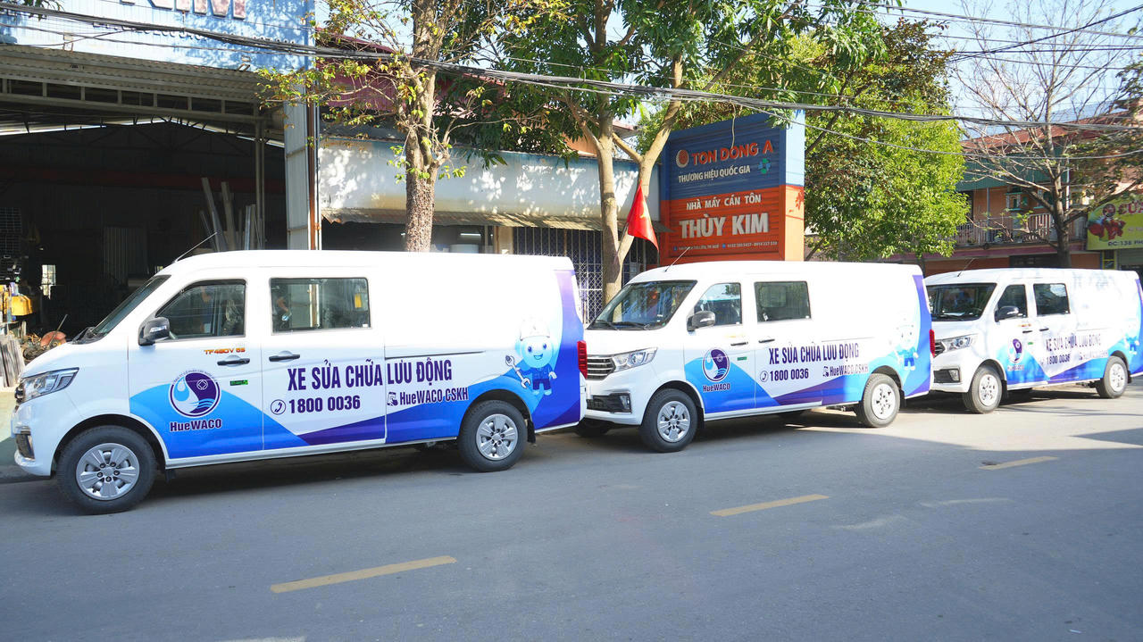 Xe sửa chữa lưu động luôn sẵn sàng nhằm&nbsp;đảm bảo nguồn nước sạch an toàn, ổn định nhằm góp phần nâng cao chất lượng cuộc sống người dân và thúc đẩy phát triển bền vững.