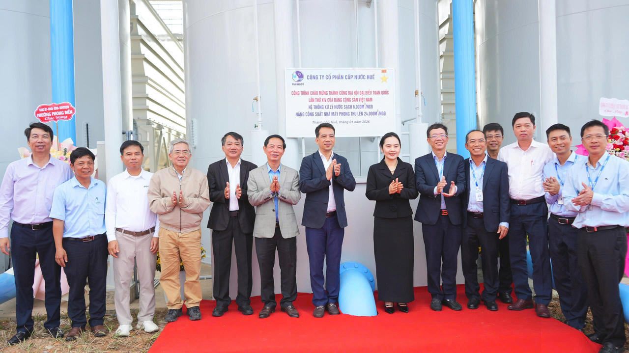 Lễ khánh thành Hệ thống xử lý nước sạch 6.000m3/ngày đêm nâng công suất Nhà máy Phong Thu lên 24.000m3/ngày đêm.