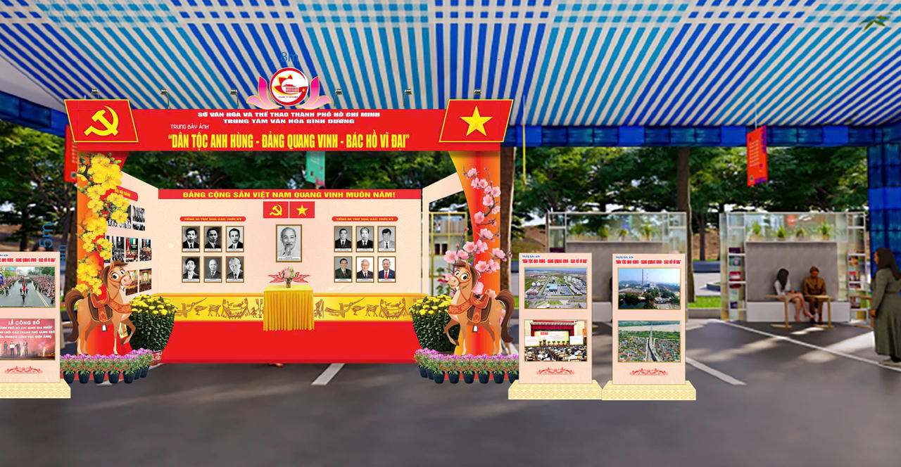 Không gian trưng bày hình ảnh, tư liệu giới thiệu những thành tựu nổi bật về kinh tế, văn hóa, chính trị của TP. Hồ Chí Minh tại Lễ hội.