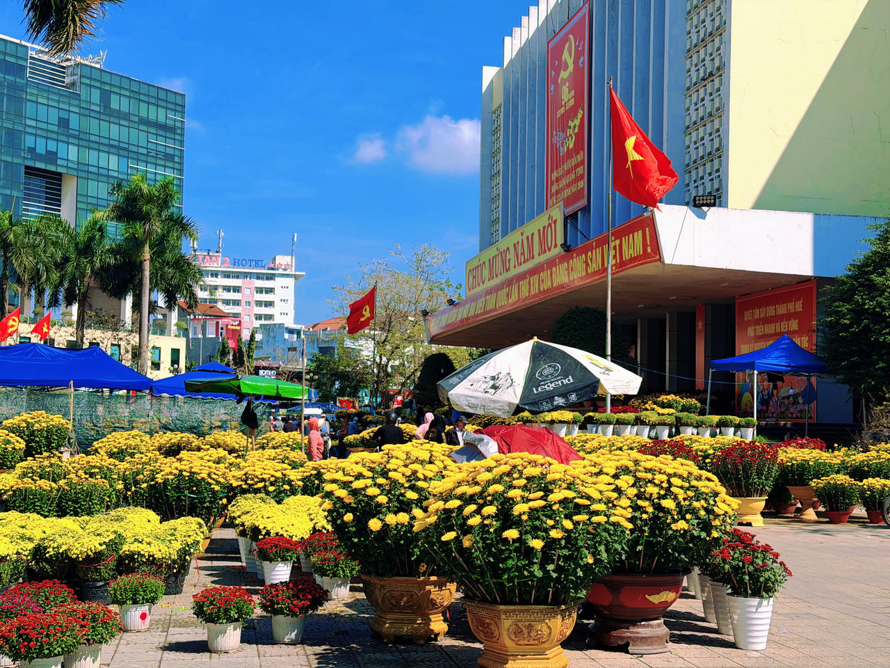 Chợ hoa tại Trung tâm Văn hóa – Điện ảnh thành phố.