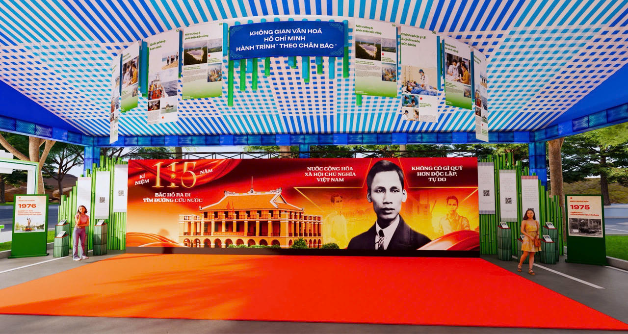 Không gian “Văn hóa Hồ Chí Minh – Hành trình theo chân Bác” được thiết kế phục vụ tham quan, tìm hiểu lịch sử.