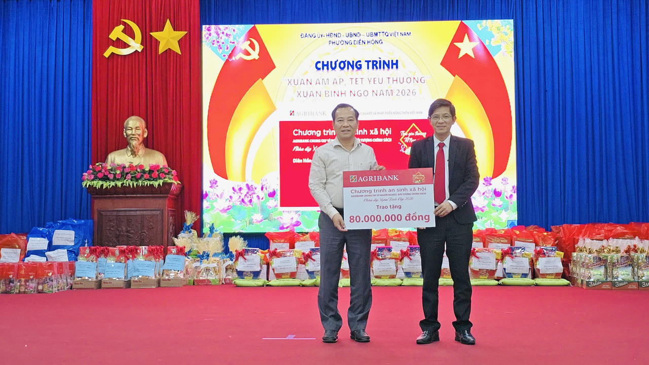 Agribank lan tỏa trách nhiệm xã hội trong hành trình 'Trao yêu thương - Tết trọn vẹn' Xuân Bính Ngọ 2026