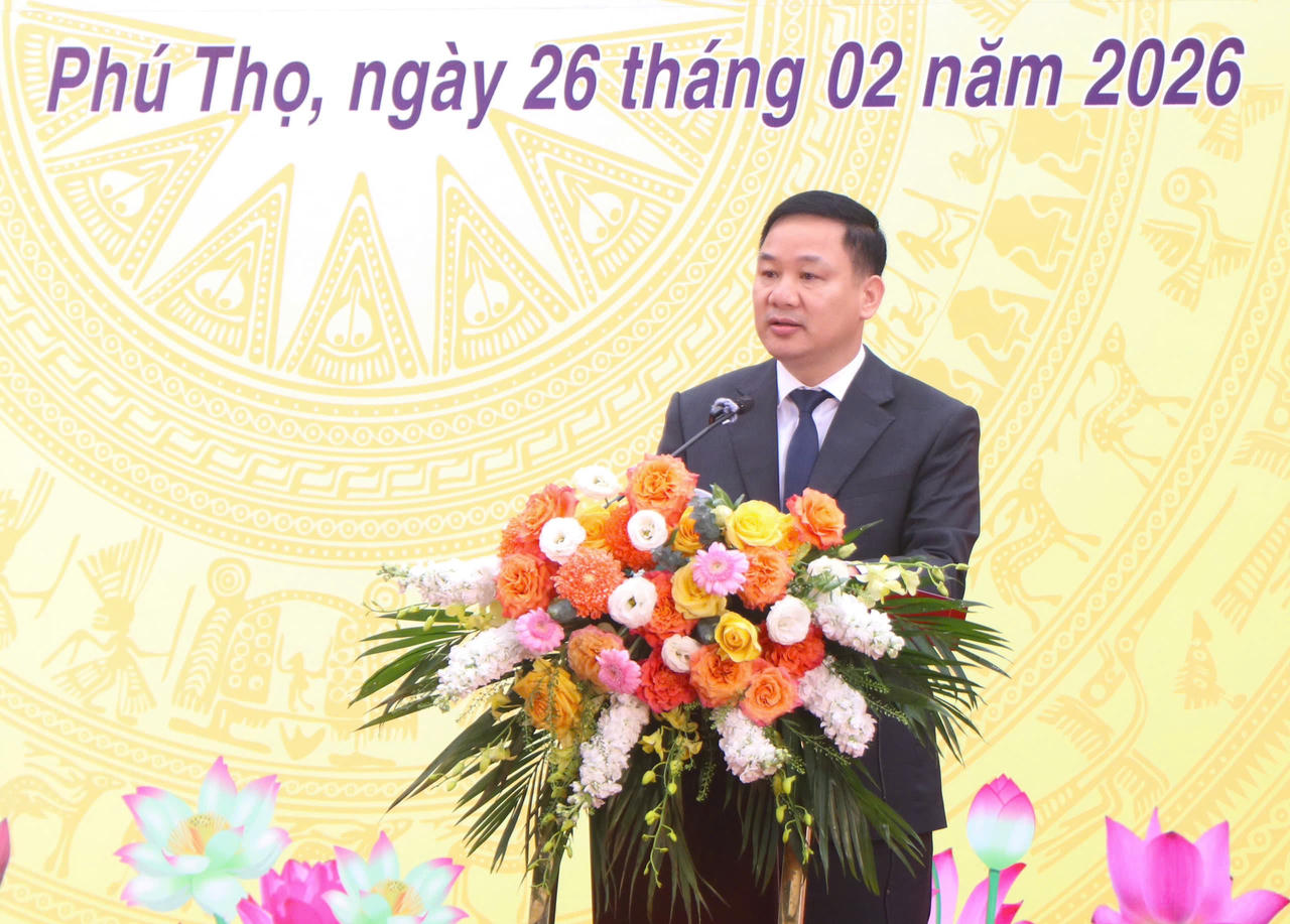 Ông Nguyễn Mạnh Tuấn - Chủ tịch Hội Nhà báo tỉnh Phú Thọ phát biểu tại sự kiện. (Ảnh: Ngọc Phúc)