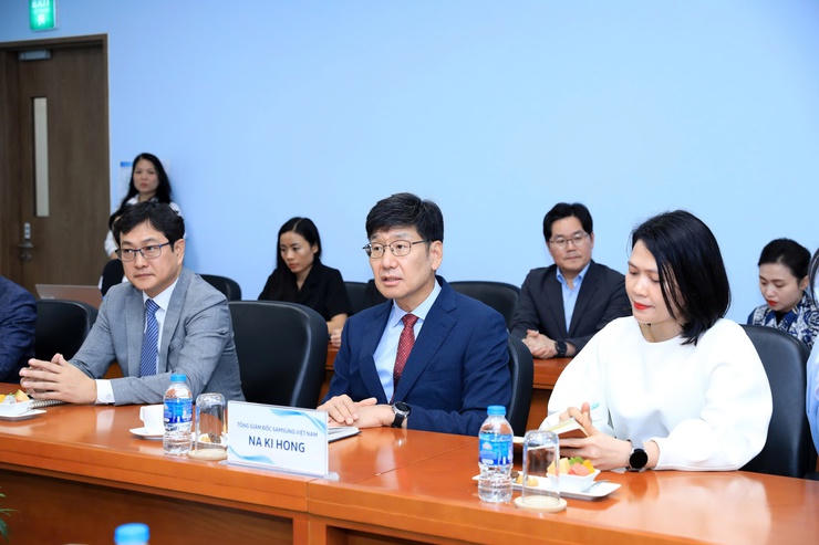 Tổng Giám đốc Samsung Việt Nam Na Ki Hong phát biểu tại buổi làm việc. (Ảnh: UBND Hà Nội)