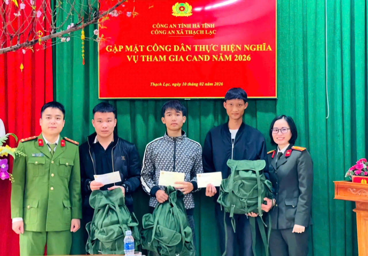 Công an xã Thạch Lạc tổ chức gặp mặt công dân thực hiện nghĩa vụ CAND.