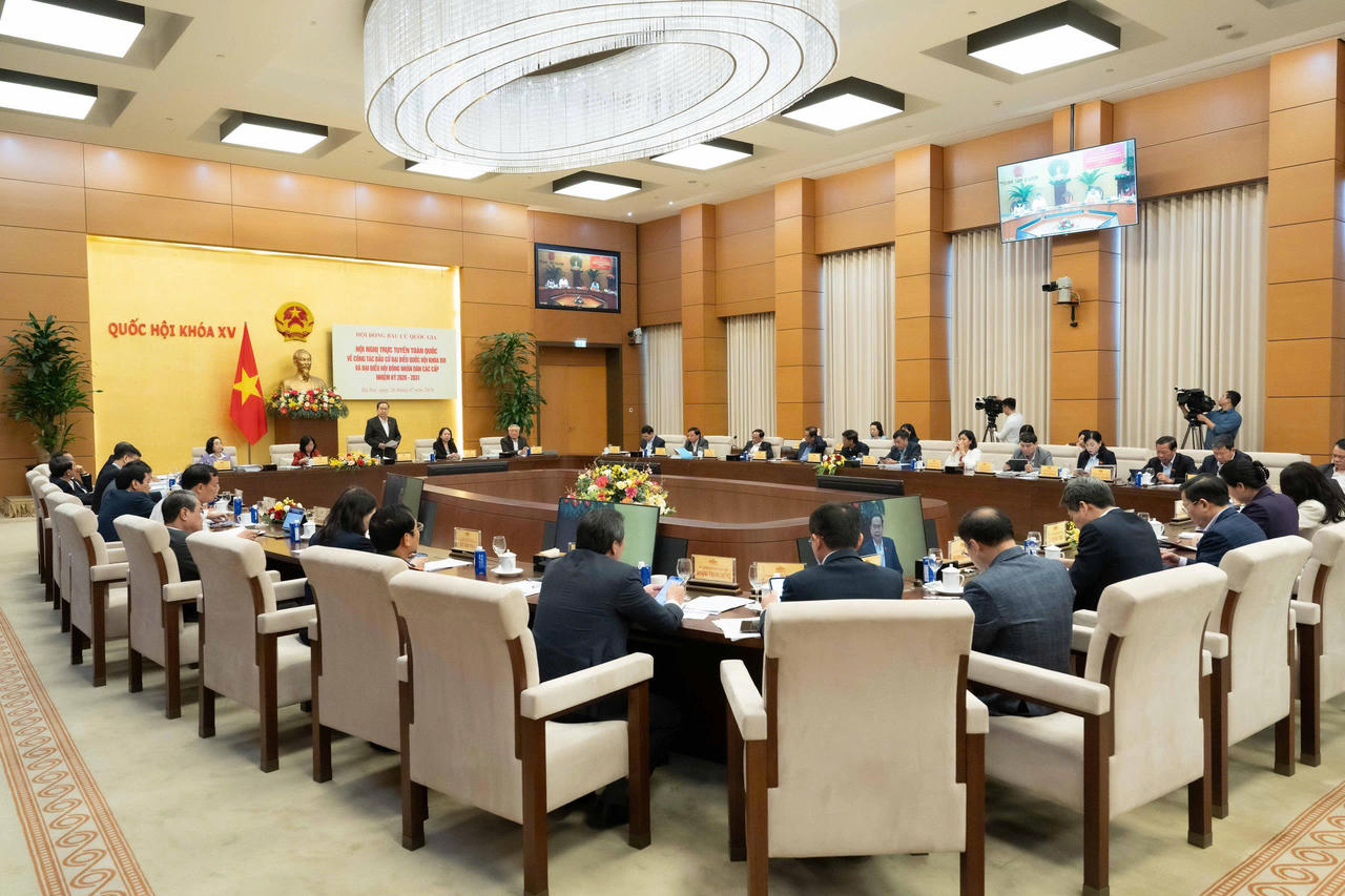 Quang cảnh Hội nghị tại điểm cầu Nhà Quốc hội.