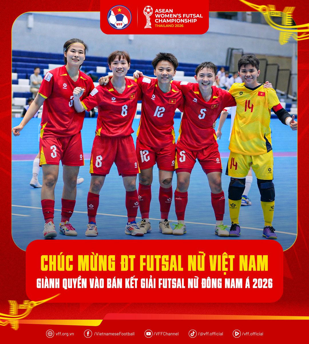 Futsal nữ Việt Nam vào bán kết giải vô địch futsal nữ Đông Nam Á 2026