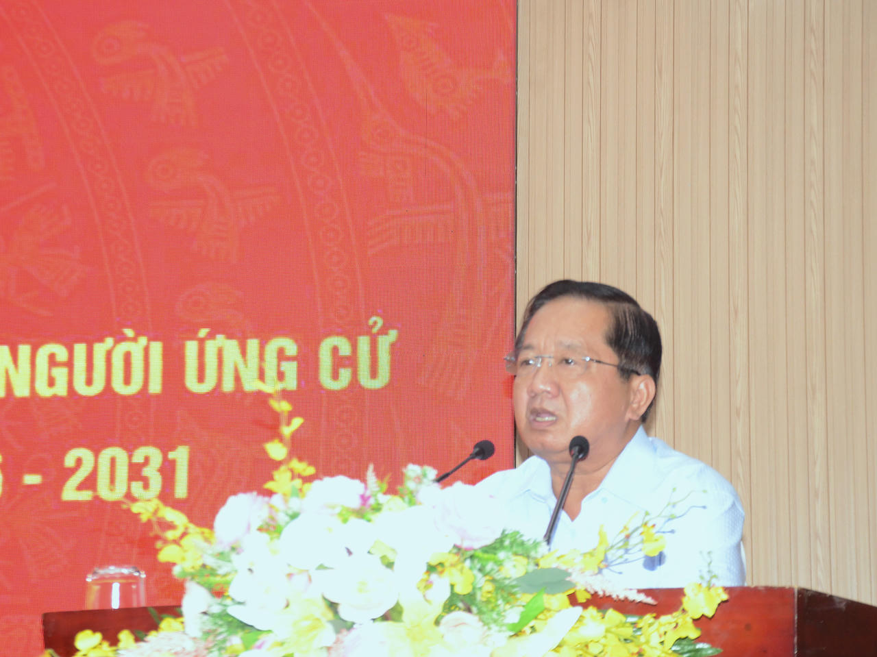 Ông Lê Thanh Triều – Ủy viên BTV Tỉnh ủy, Phó Chủ tịch Thường trực Ủy ban MTTQ Việt Nam tỉnh Cà Mau, thông tin về công tác tuyên truyền bầu cử.