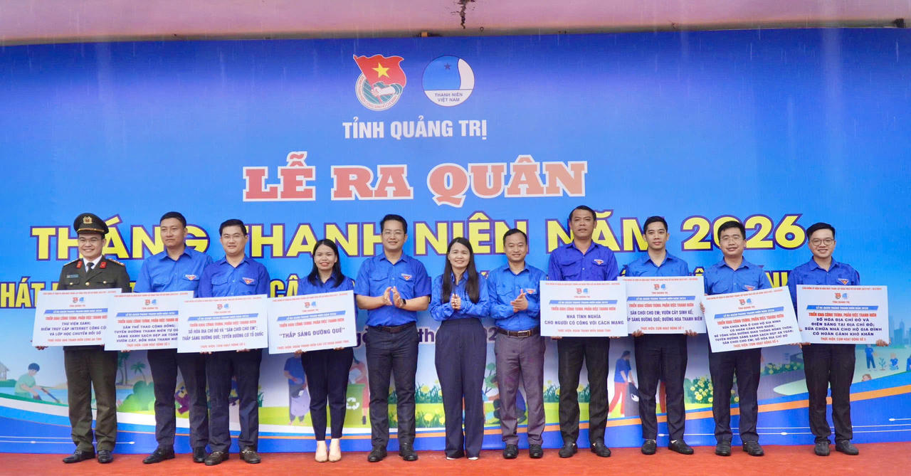 Tuổi trẻ Quảng Trị ra quân Tháng Thanh niên 2026, trao tặng công trình an sinh hơn 320 triệu đồng
