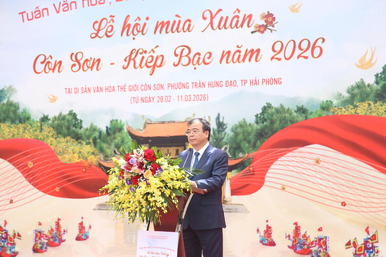  Phó Chủ tịch UBND TP Hải Phòng phát biểu tại lễ khai mạc.