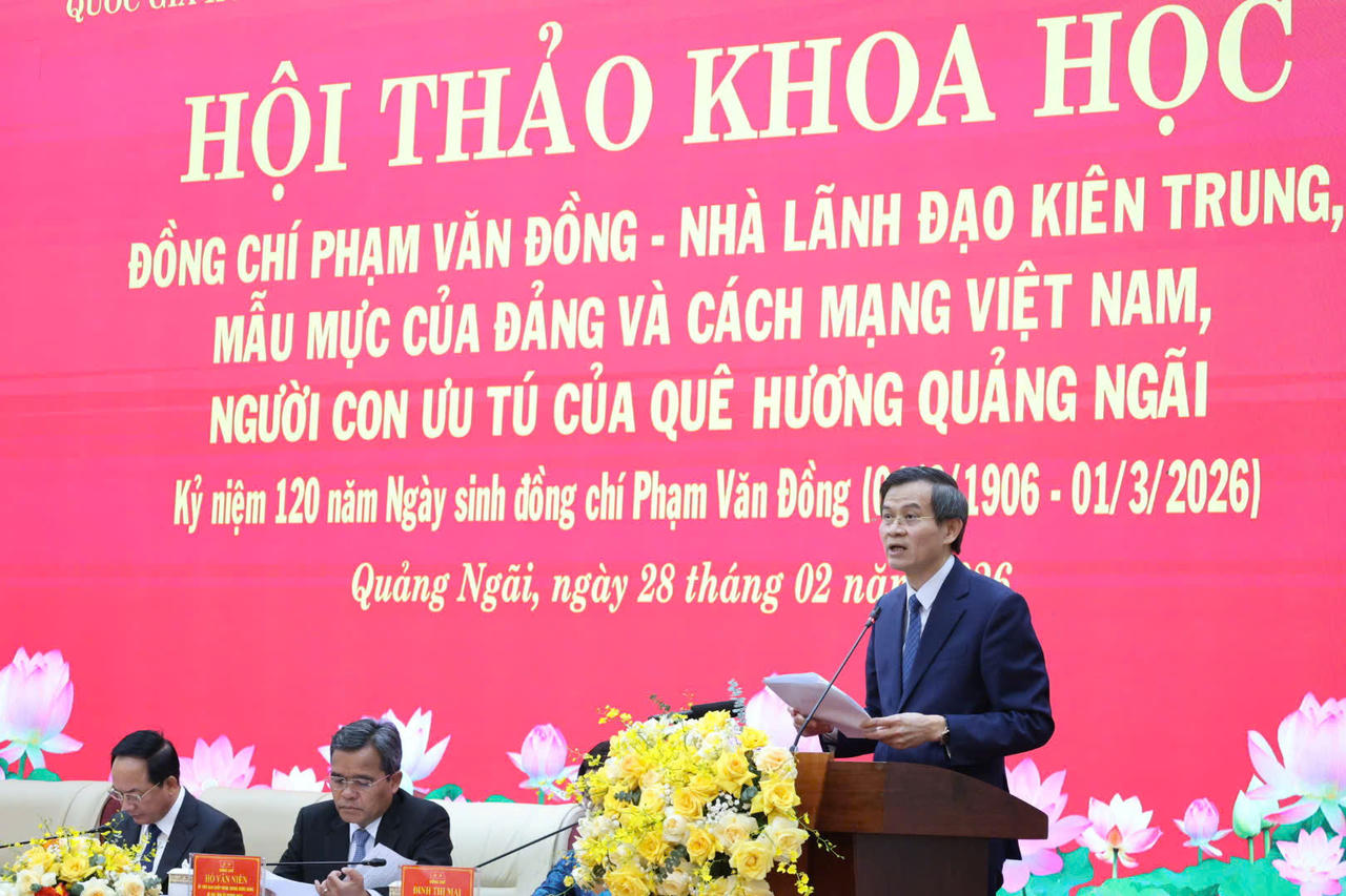 Giám đốc Học viện Chính trị Quốc gia Hồ Chí Minh Đoàn Minh Huấn phát biểu tại Hội thảo.&nbsp;