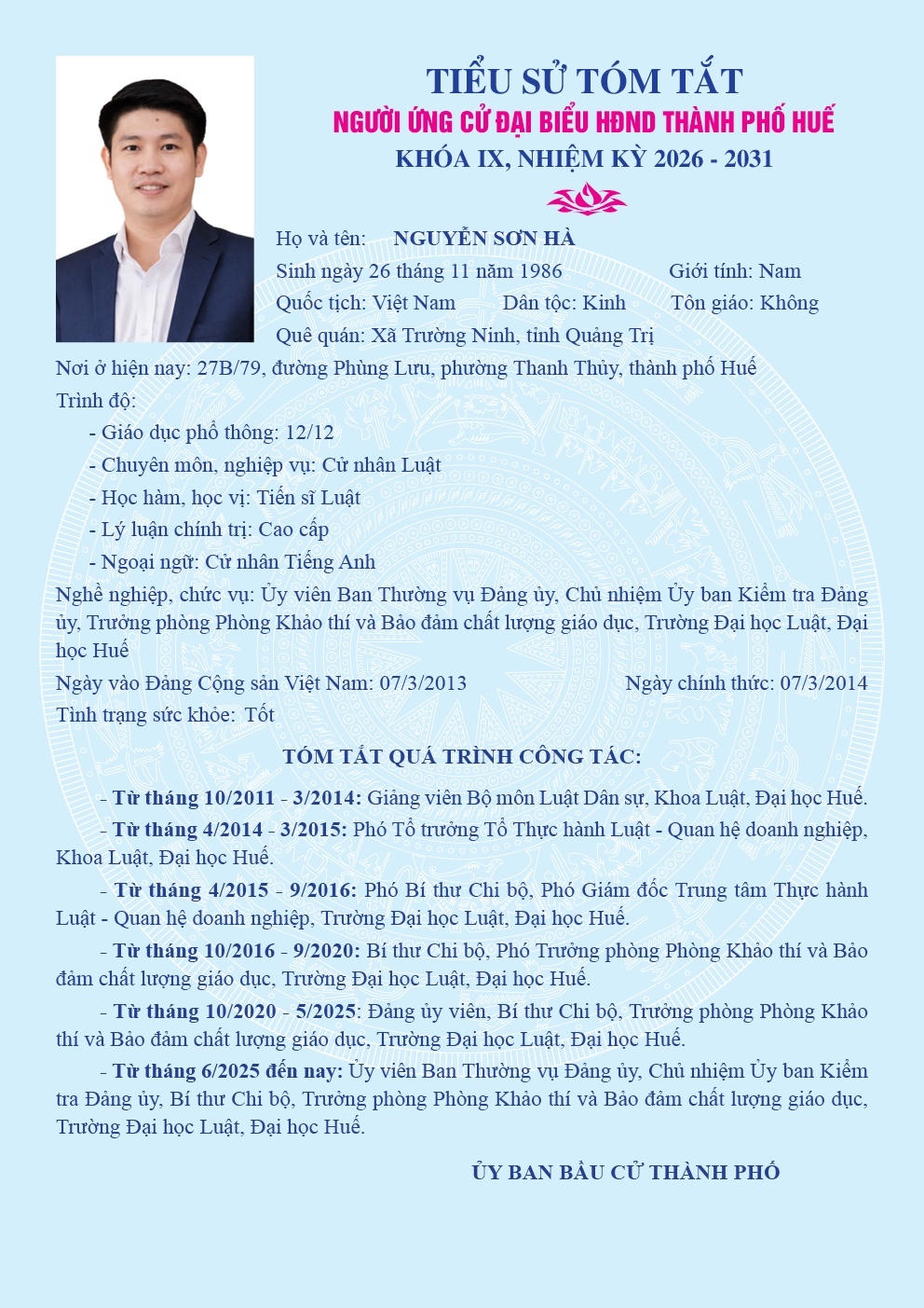 Tiểu sử của Tiến sĩ Nguyễn Sơn Hà