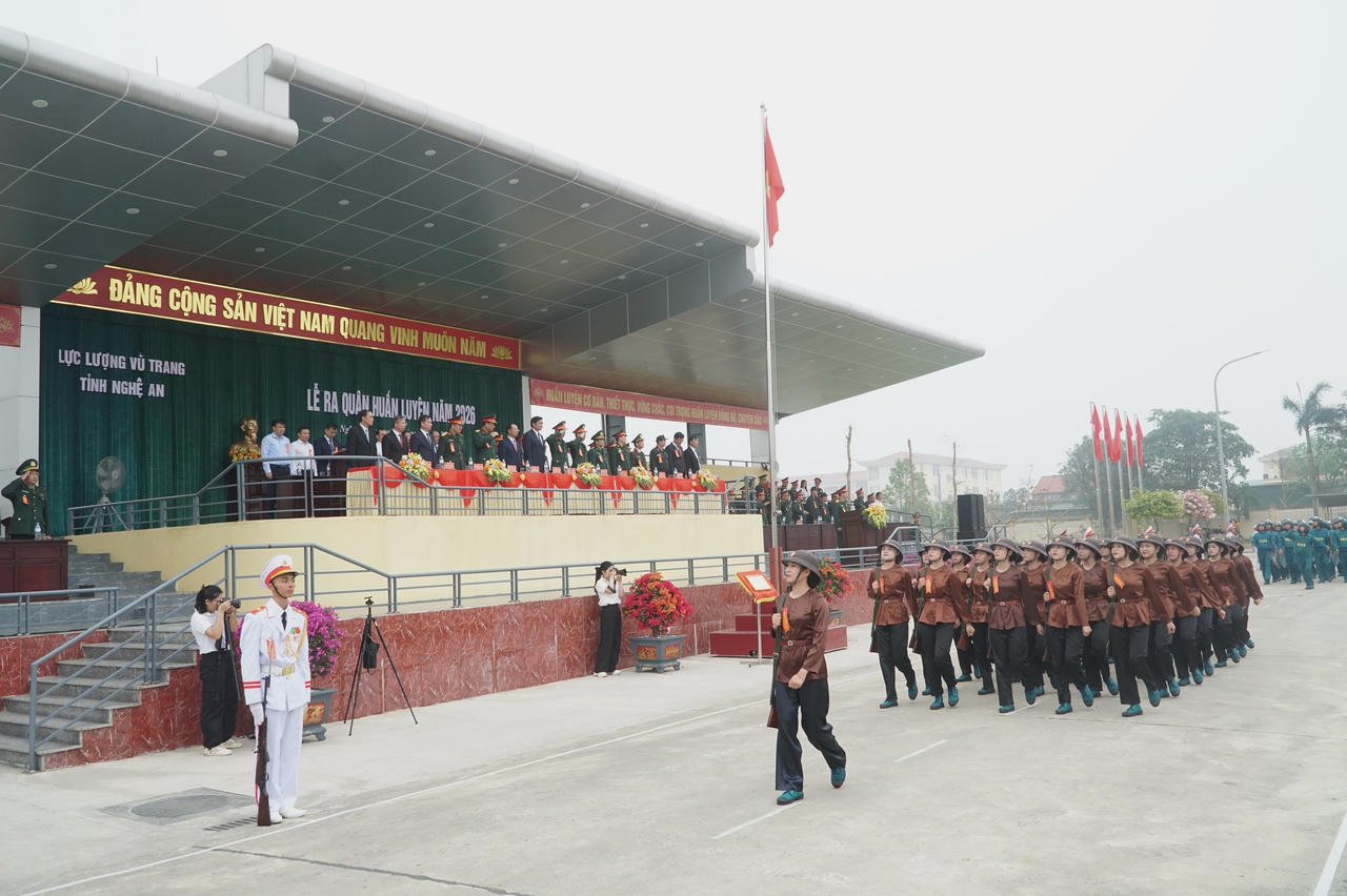 Diễu binh tại Lễ ra quân huấn luyện năm 2026. Ảnh: Tuyết Lan