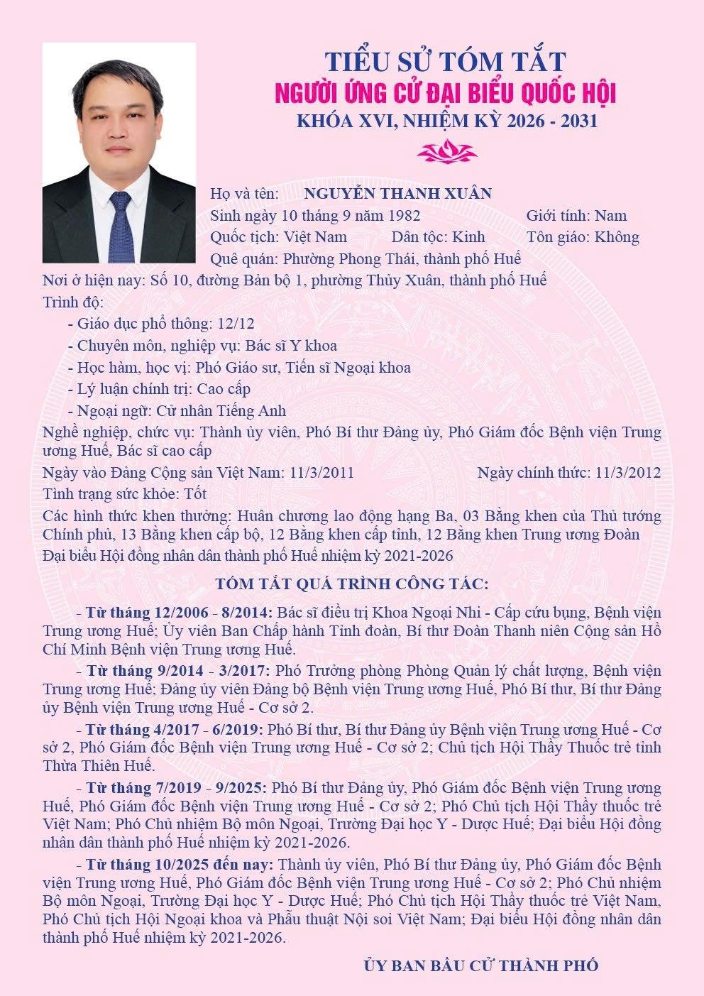 Tiểu sử của Phó giáo sư, Tiến sĩ Nguyễn Thanh Xuân