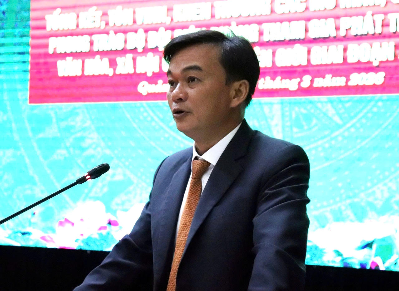 Ông Nguyễn Chiến Thắng, Phó Bí thư Tỉnh ủy, Chủ tịch Ủy ban MTTQ Việt Nam tỉnh Quảng Trị phát biểu tại hội nghị.