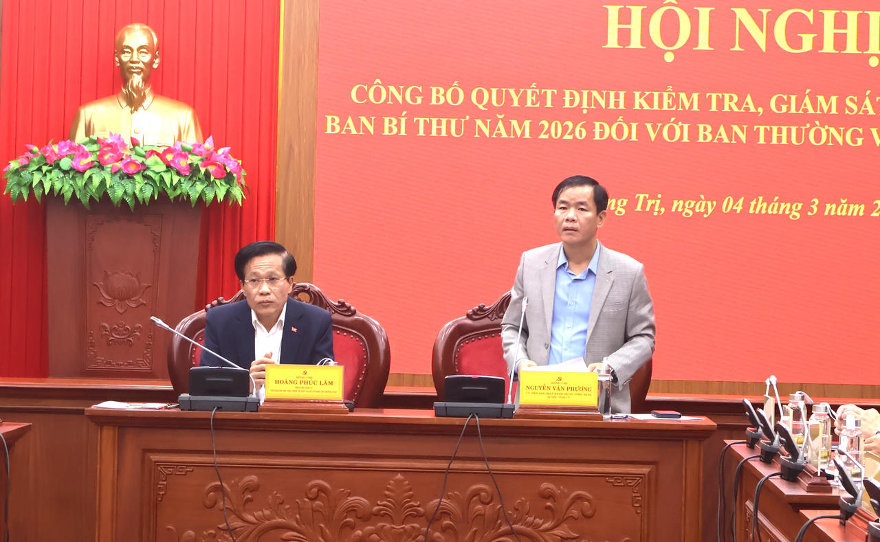 Ông Nguyễn Văn Phương, Bí thư Tỉnh ủy Quảng Trị phát biểu tại hội nghị.