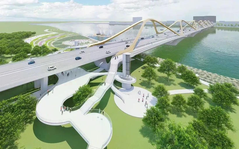 Phối cảnh Dự án xây dựng cầu Trần Hưng Đạo.  (Ảnh minh họa: UBND TP Hà Nội)