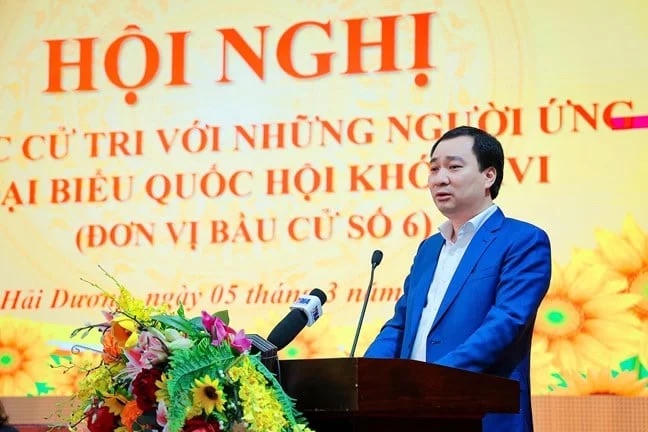 Ông Vũ Văn Tiến trình bày chương trình hành động tại hội nghị.&nbsp;