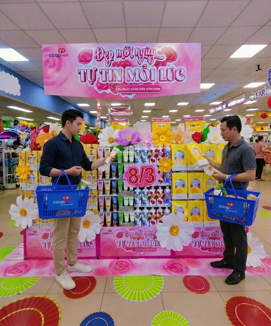 Các combo chăm sóc cá nhân được bố trí nổi bật, thuận tiện cho khách hàng chọn