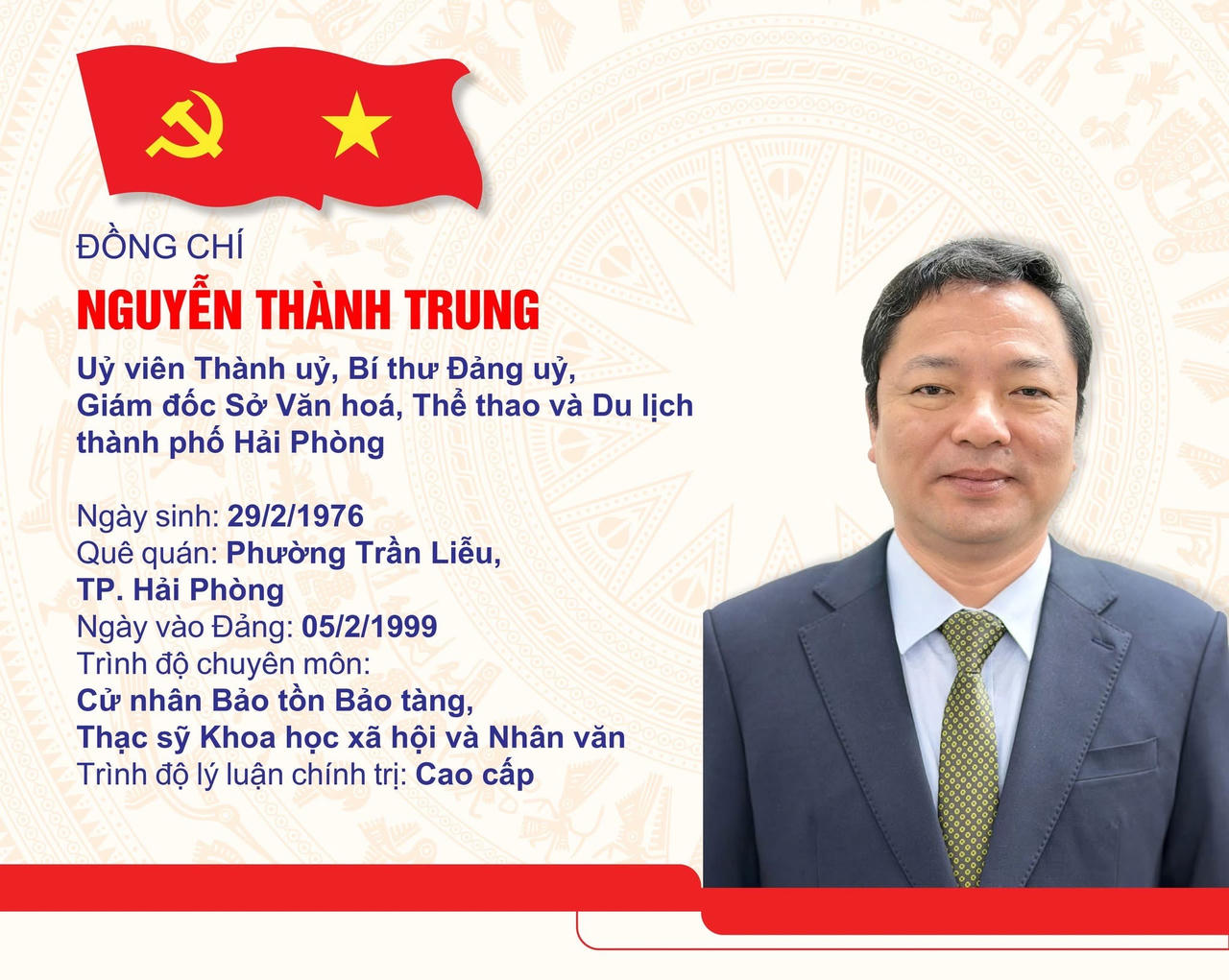 Ông Nguyễn Thành Trung cam kết tham mưu, đóng góp hoàn thiện chính sách phát triển văn hóa, xây dựng con người và nâng cao đời sống tinh thần của Nhân dân.