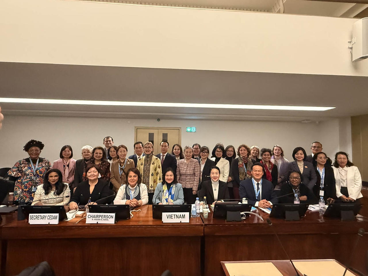 Đoàn Việt Nam do Thứ trưởng Bộ Nội vụ Nguyễn Thị Hà đã bảo vệ thành công Báo cáo quốc gia lần thứ 9 về thực thi CEDAW ngày 3/2/2026 tại Genève. (Nguồn: TTXVN)