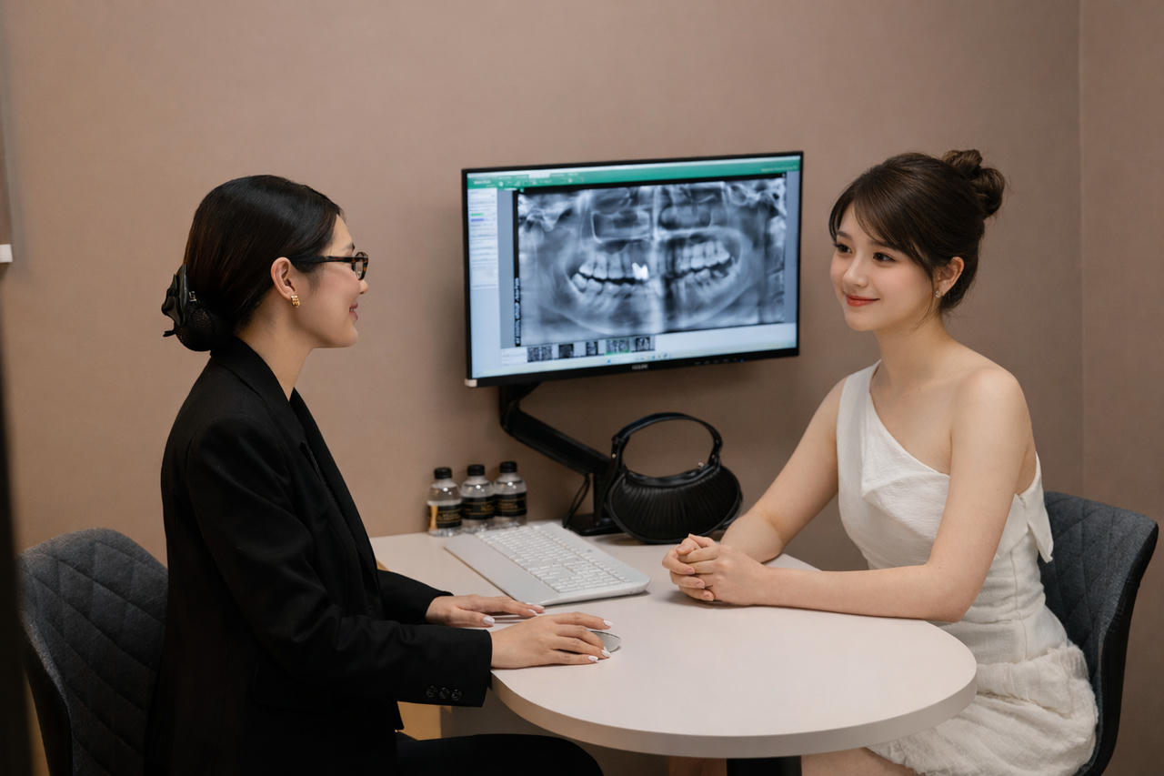 Tư vấn điều trị tại KT Dental với sự hỗ trợ của công nghệ chẩn đoán số hóa.