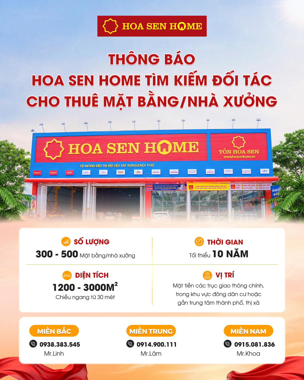 Hoa Sen Home mở rộng hệ thống trên toàn quốc, tìm kiếm đối tác cho thuê mặt bằng dài hạn