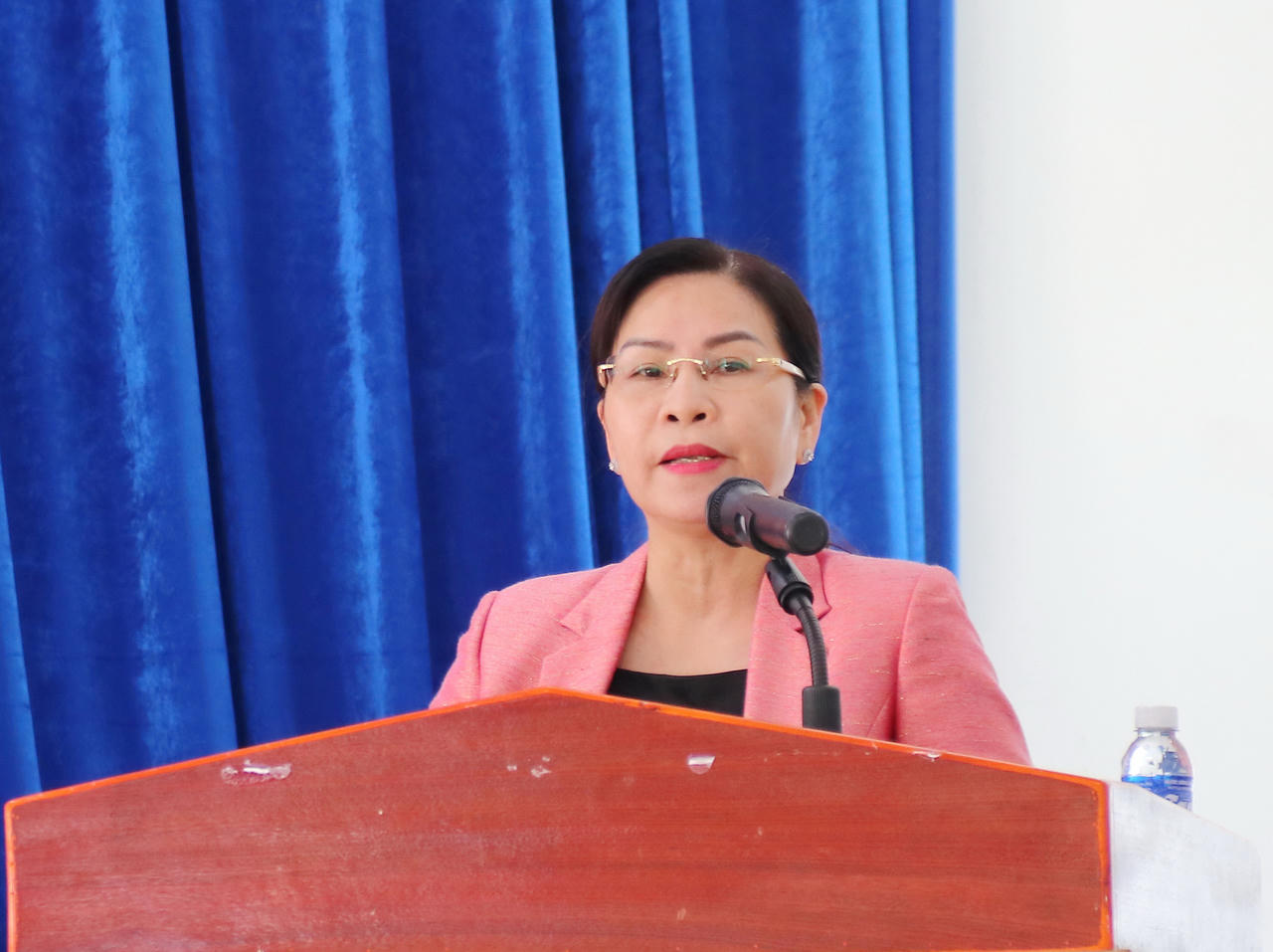 Bà Lê Thị Nhung - Ủy viên BTV Tỉnh ủy, Phó Chủ tịch Thường trực HĐND tỉnh Cà Mau (ứng cử viên HĐND tỉnh), phát biểu chương trình hành động.