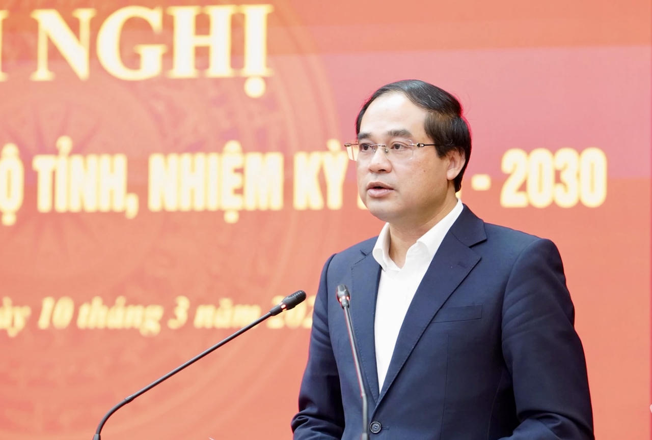 Ông Trịnh Xuân Trường, Bí thư tỉnh Thái Nguyên phát biểu tại buổi lễ. (ảnh: PV)