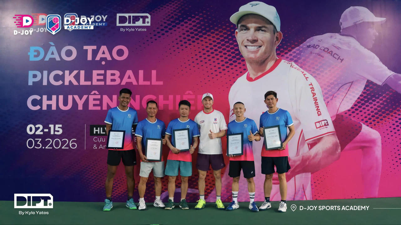 Chứng nhận DIPT độc quyền được cấp bởi D-Joy Sport Academy với sự xác nhận trực tiếp từ Kyle Yates.