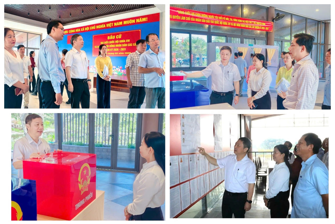 Đoàn đã khảo sát, kiểm tra thực tế tại một số khu vực bỏ phiếu tại xã Bình Lợi.