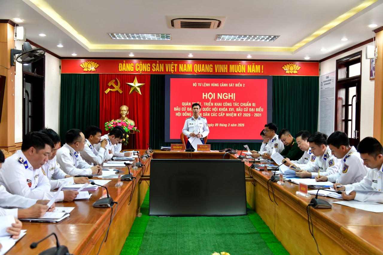 Hội nghị quán triệt, triển khai công tác bầu cử Đại biểu Quốc hội khóa XVI và Đại biểu Hội đồng nhân dân các cấp nhiệm kỳ 2026 - 2031 tại Bộ tư lệnh Vùng Cảnh sát biển 2.
