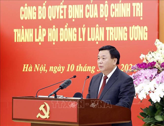 Đồng chí Nguyễn Xuân Thắng, Chủ tịch Hội đồng Lý luận Trung ương nhiệm kỳ 2026-2031 phát biểu. Ảnh: Thống Nhất/TTXVN