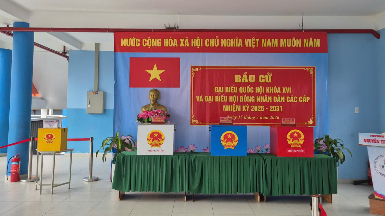 Khu vực bỏ phiếu tại điểm bầu cử phường Bình Đông. (Ảnh: UBND phường Bình Đông)