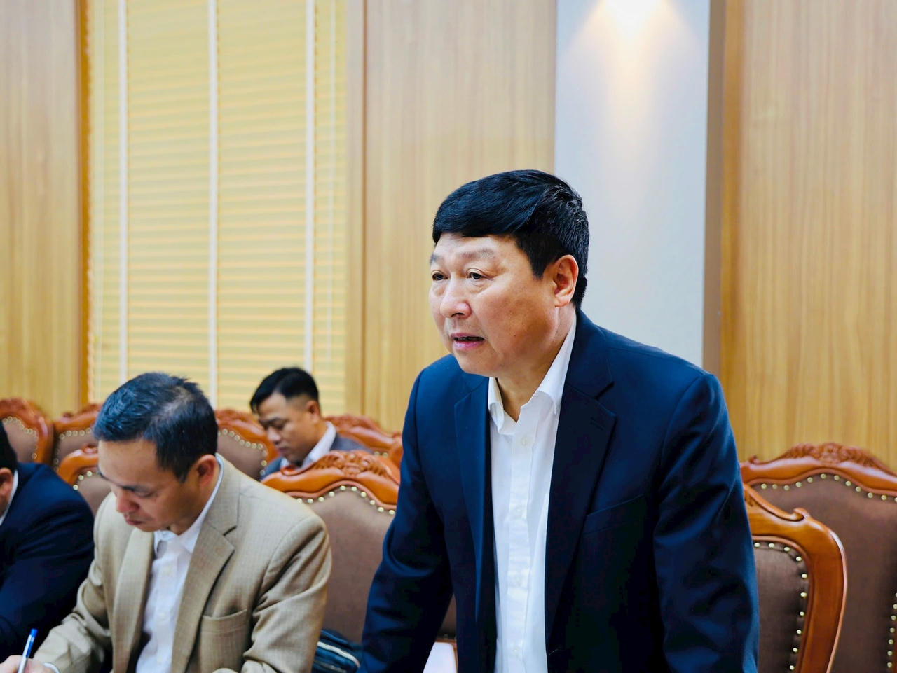 Phó Chủ tịch Ủy ban MTTQ Việt Nam TP Phạm Anh Tuấn phát biểu tại buổi làm việc.