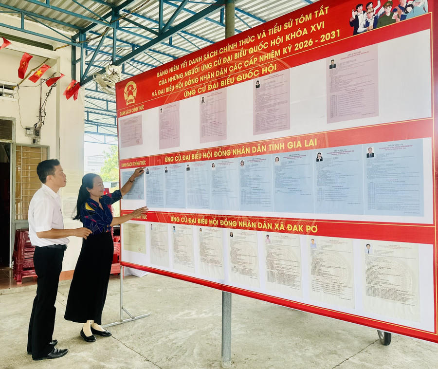 Xã Đak Pơ (tỉnh Gia Lai) đã niêm yết đầy đủ danh sách ứng cử viên. (Ảnh: Báo Gia Lai)