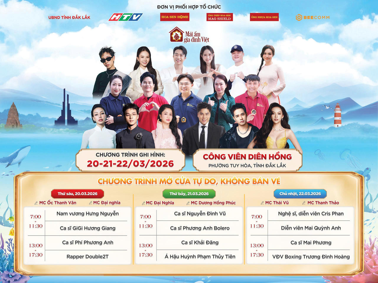 Dàn nghệ sĩ hội tụ tại Đắk Lắk ghi hình chương trình "Mái ấm gia đình Việt"