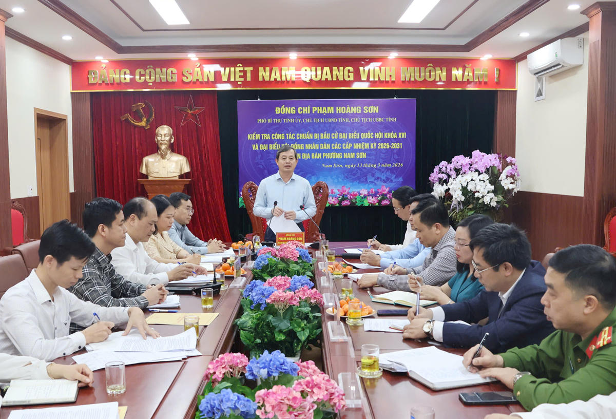 Chủ tịch UBND tỉnh Bắc Ninh Phạm Hoàng Sơn phát biểu kết luận tại buổi làm việc.