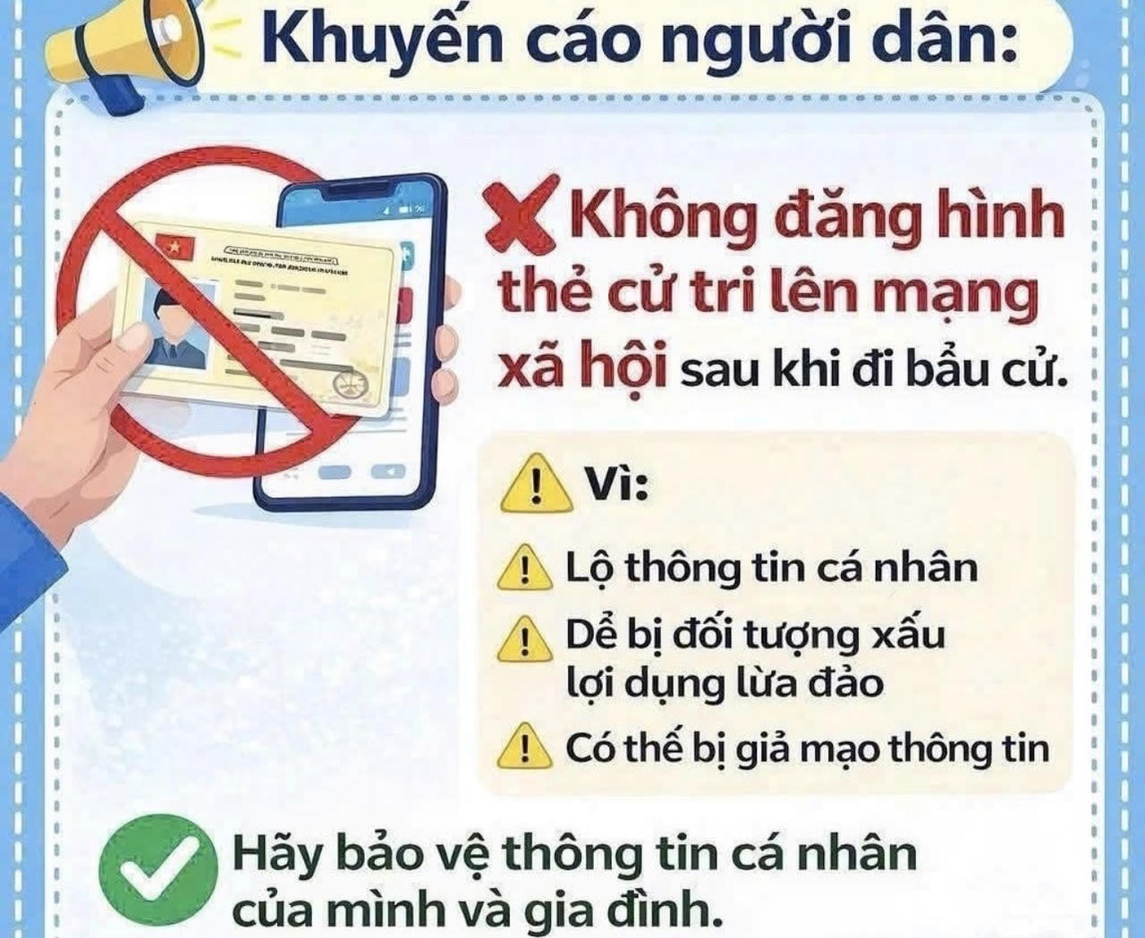 Công an TP Hải Phòng cảnh báo nguy cơ lộ thông tin khi đăng thẻ cử tri lên mạng xã hội
