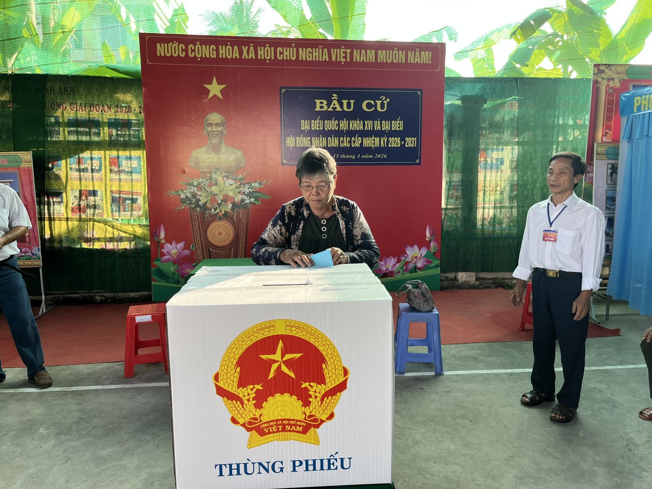 Trong buổi sáng, tỉ lệ bầu cử ở phường Thanh Hòa đã lên đến 91,90%.