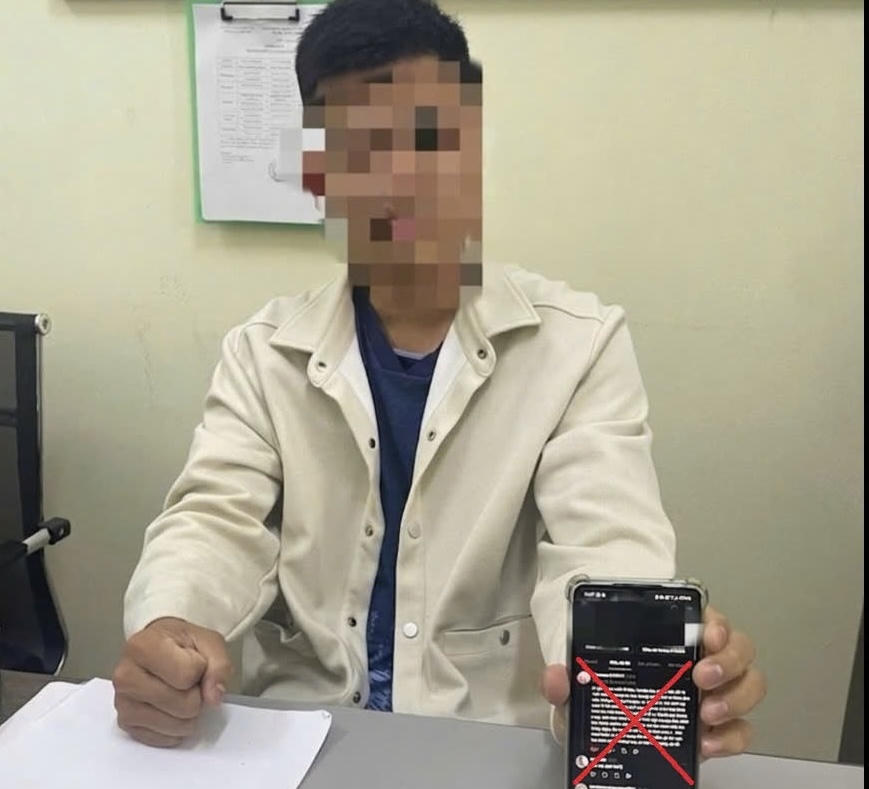 Nam thanh niên T.Q.N bình luận xuyên tạc, bịa đặt, sai sự thật về công tác bầu cử bị xử phạt 7,5 triệu đồng. (Ảnh: Cơ quan Công an)