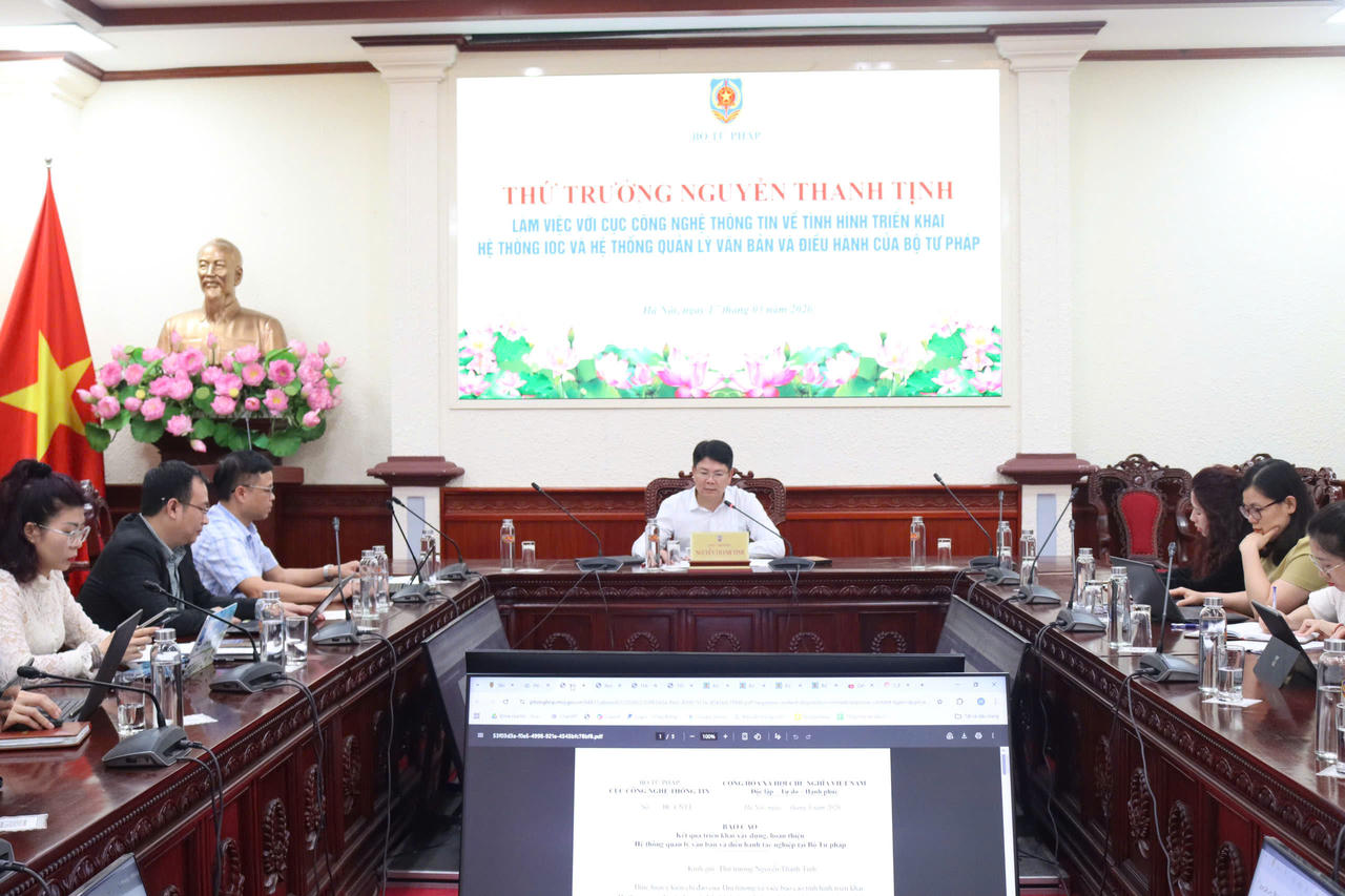 Hoàn thiện hệ thống IOC, hệ thống quản lý văn bản và điều hành của Bộ Tư pháp trong tháng 4
