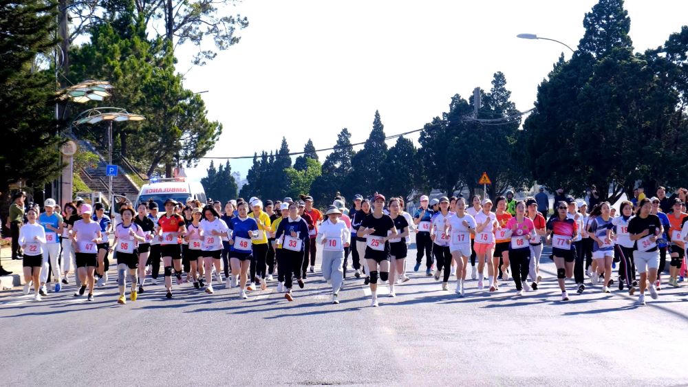 Các vận động viên tham gia nội dung chạy việt dã.